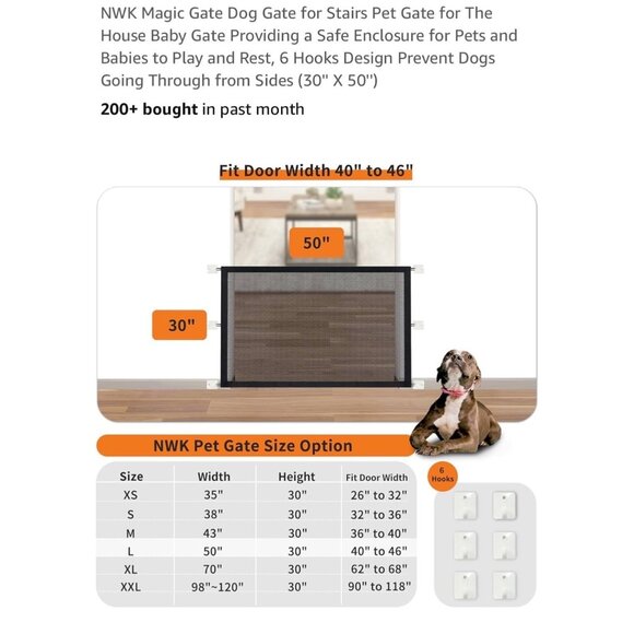 NWK Magic Pet Gate For Stairs & Doors 50" X 30" Portable Folding Safe Enclosure - Picture 6 of 10